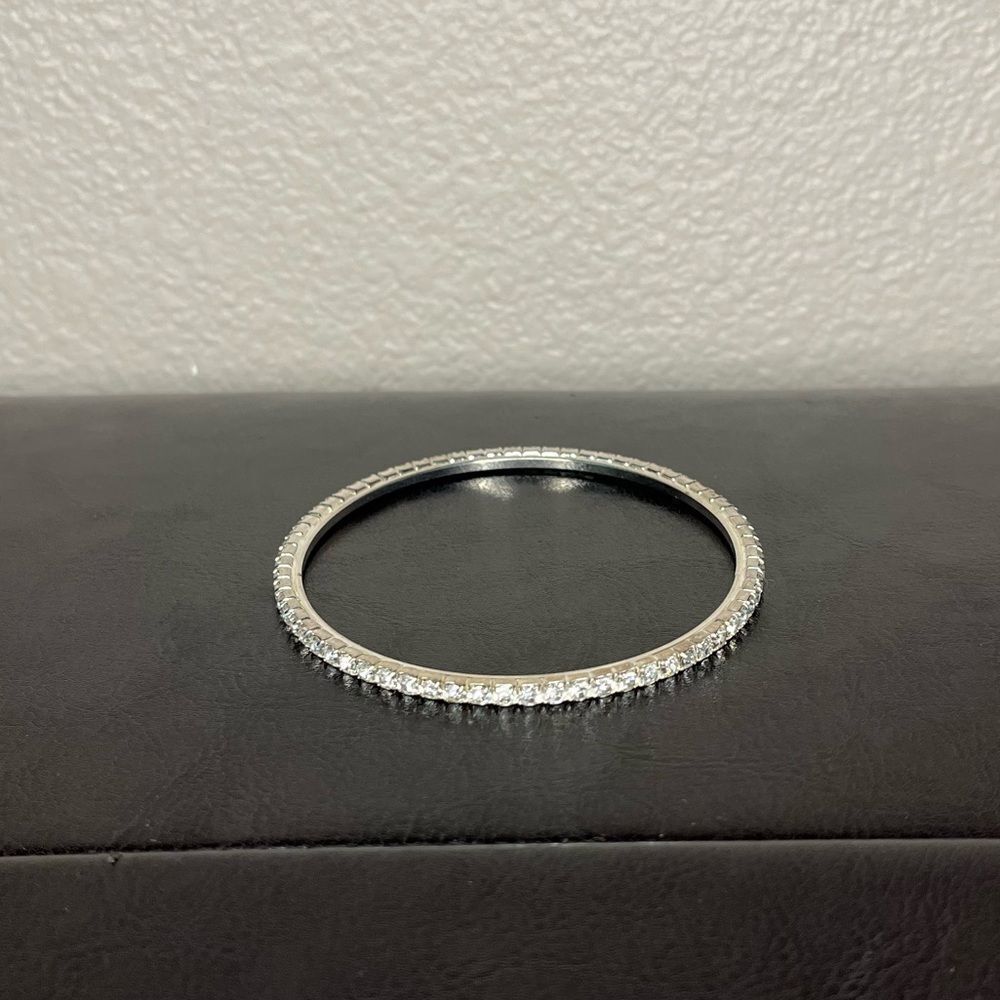Diamond Bracelet Bangle Women’s Jewelry Silver Grey White Stone Costume​… - Picture 3 of 8